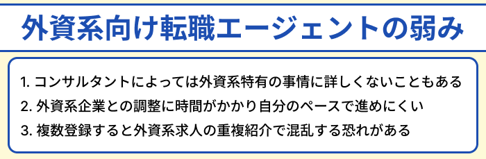 外資系企業向け転職エージェントの弱みのイラスト